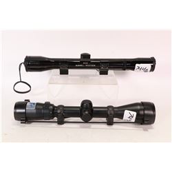 Two rifle scopes including Bushnell Elite 3-10X40 and a Bushnell Sportview 3X32, both with dust cove