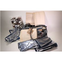 Selection of vintage and newer leather and canvas holsters and a Norinco SKS accessories assortment
