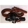Image 1 : Tooled leather cartridge belt and holster made by Idaho Leather Company, a Hunter 206 sm cartridge b