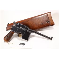 Restricted handgun Mauser model C96 Broomhandle, 7.63mm ten shot semi automatic, w/ bbl length 140mm