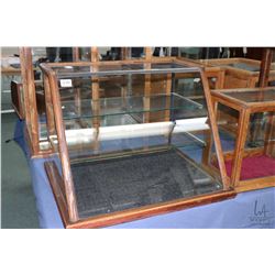 Antique two tier glass showcase/retail display cabinet, note missing sliding doors at rear, 26 1/2""