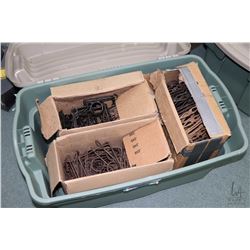 Tub of approximately 60 count of vintage leg hold traps