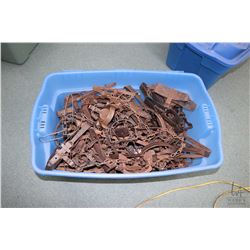 Tub of approximately 60 count of vintage leg hold traps