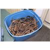 Image 1 : Tub of approximately 40 count of various vintage leg hold traps.