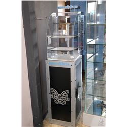 Bench Wade retail display cabinet with cabinet base 15.5" X 15.5" X 37" and curved plexiglass upper