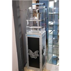 Bench Wade retail display cabinet with cabinet base 15.5" X 15.5" X 37" and curved plexiglass upper 