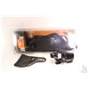 Image 1 : Three holster including a vintage leather flap holster stamped V.L.& A. Chicago, Safariland leather 