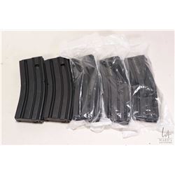 Five black finished stainless steel 10 round LAR-15 pistol magazine. .223 / 556 Nato cal.