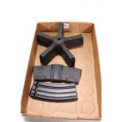 Selection of rifle magazines including five 5.56X45 Ultimags attached in one star style mount, all p