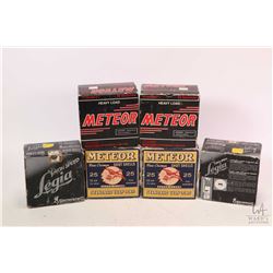 Selection of 12 gauge shot gun ammunition including two 25 count boxes of Meteor 12 gauge 2 3/4  no.