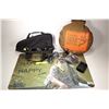 Image 1 : Canvas soft gun case with target stands, a set Tasco 8X21 binoculars in soft case and two Pelican he