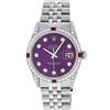 Image 2 : Rolex Mens Stainless Steel Diamond Lugs Purple Diamond & Ruby Datejust Wristwatc