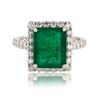 Image 1 : 4.06 ctw Emerald and 1.10 ctw Diamond 14K White Gold Ring