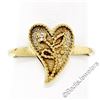 Image 1 : Vintage 14kt Yellow Gold Twisted Wire Heart Ring w/ Single Cut Diamond