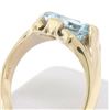 Image 2 : 10k Gold Cushion Cut Horizontal Aquamarine Solitaire Ladies Ring