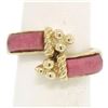 Image 1 : 14k Yellow Gold 2 Bezel Set Rectangular Pink Jade Bypass Ring