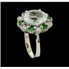 Image 4 : 4.40 ctw Aquamarine, Tsavorite and Diamond Ring - 14KT White Gold