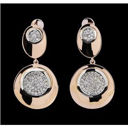 1.14 ctw Diamond Earrings - 14KT Rose and White Gold