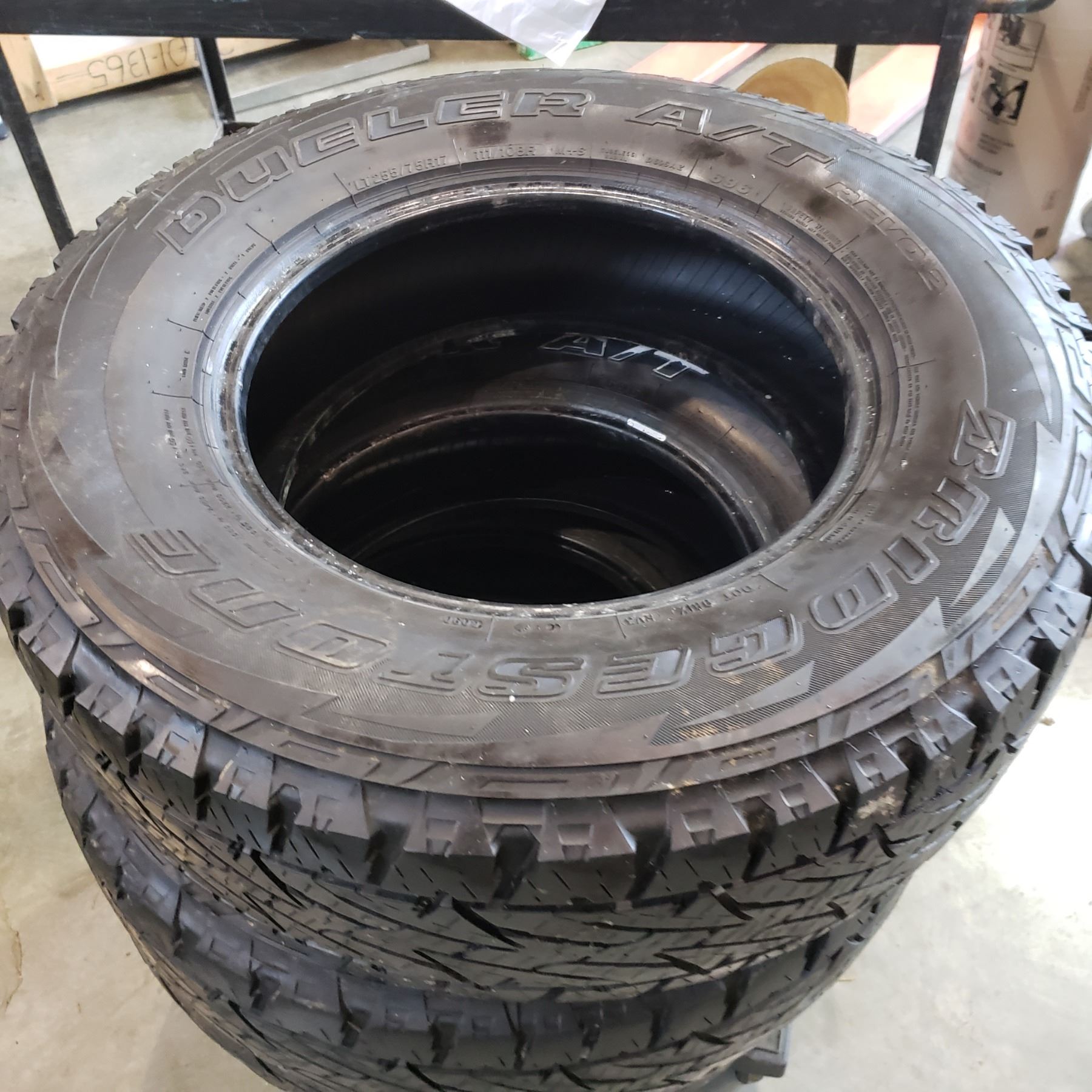 SET OF 4 BRIDGESTONE DUELLER A/T LT 255/ 75 R17 INCH TIRES