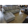 Image 1 : BRAND NEW GREY FABRIC 2 PC SECTIONAL SOFA WITH CUPHOLDERS, AND REMOVABLE PILLOW BACKS, RETAIL $1299 