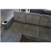 Image 3 : BRAND NEW GREY FABRIC 2 PC SECTIONAL SOFA WITH CUPHOLDERS, AND REMOVABLE PILLOW BACKS, RETAIL $1299 