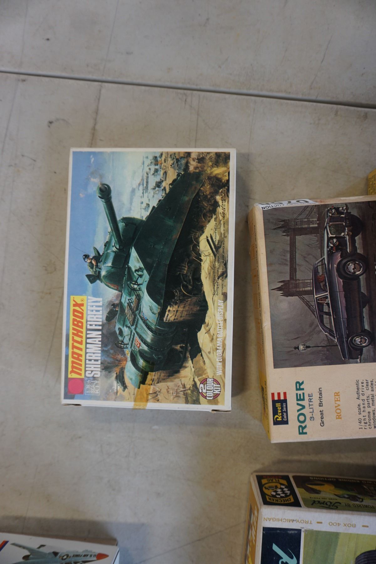 6 VINTAGE MODEL KITS REVELL ROVER CAR, PYRO BENTLEY 1930, MATCHBOX ...