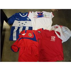 LOT OF SOCCER JERSEYS, PANAMA, HONDURAS, COSTA RICA, PHILIPPINES SIZE M, L AND OTHER
