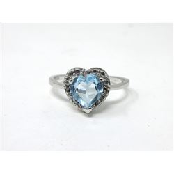 Blue Topaz & Diamond Sterling Silver Ring