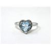 Image 1 : Blue Topaz & Diamond Sterling Silver Ring