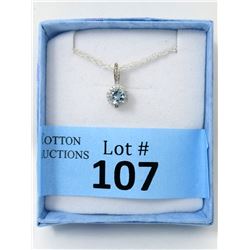 Blue Topaz & Diamond Sterling Silver Pendant