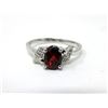 Image 1 : Garnet & Diamond Sterling Silver Ring