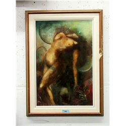 Large Original Oil on Canvas Board Nude