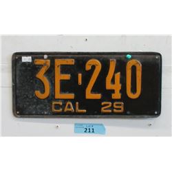 Rare USA 1929 California License Plate