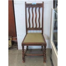 Vintage Oak Chair with Barley Twist Legs