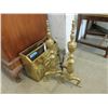 Image 1 : Pair of Brass Andirons & a Magazine Holder