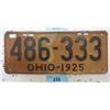 Image 1 : Rare USA 1925 Ohio License Plate