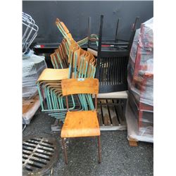 Skid of Chairs and Vintage School Chairs
