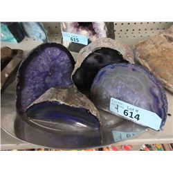 4 Purple Brazilian Agate Pieces - Polished 1 Side