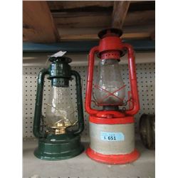 2 Kerosene Lamps - Tallest is 19"