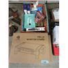 Image 1 : 2 New Monitor Stands & Box of Assorted Goods