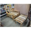 Image 1 : Large Vintage Wood Chair with Stool