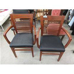 Pair of Wood Chairs with Black Seats