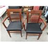 Image 1 : Pair of Wood Chairs with Black Seats