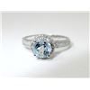 Image 1 : .925 Silver Blue Topaz & Diamond Solitaire Ring