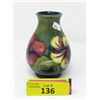 Image 1 : Vintage Green Moorcroft 6" Tall Floral Vase