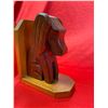 Image 2 : Nice Pair of Wooden Dog Bookends + Made in Japan Basset Figurine
