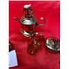 Image 2 : Vintage Brass Minniture Lot kettle tea pot Oil Lamp with broken Glass