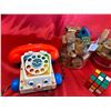 Image 2 : Lot of vintage Toys Fischer Price Wooden Blocks Etc