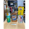 Image 1 : Lot of 4 Vintage Oil Cans. Plus A Vintage Oiler Some with Contents