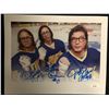 Image 1 : SLAP SHOTS HANSON BROTHERS TRIPLE SIGNED 8X10 PRINT (JSA COA)